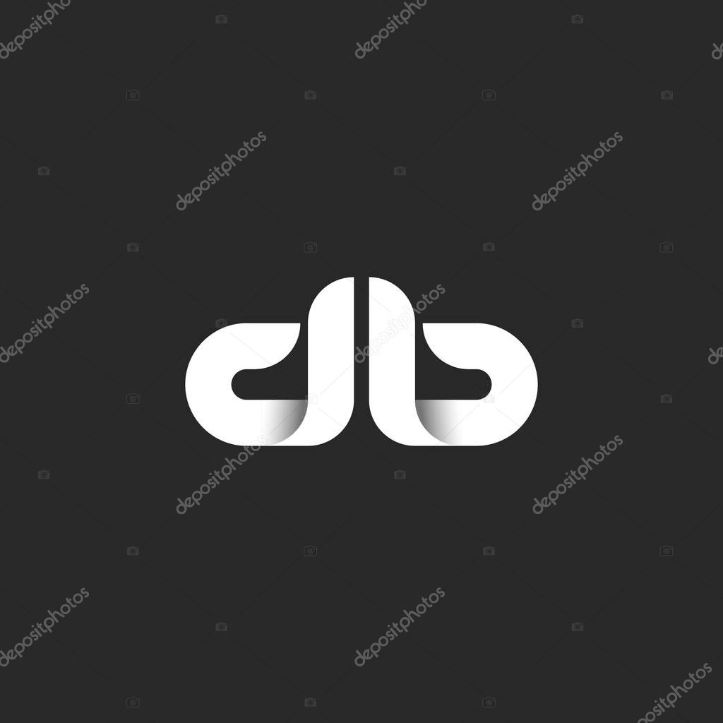 Logo db letters monogram, black and white gradient sleek lines geometric shape, mockup combination d and b initials emblem for business card. Vector illustration