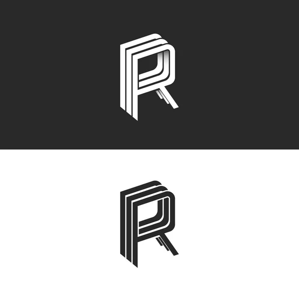 Carta R logotipo emblema isométrico — Vetor de Stock