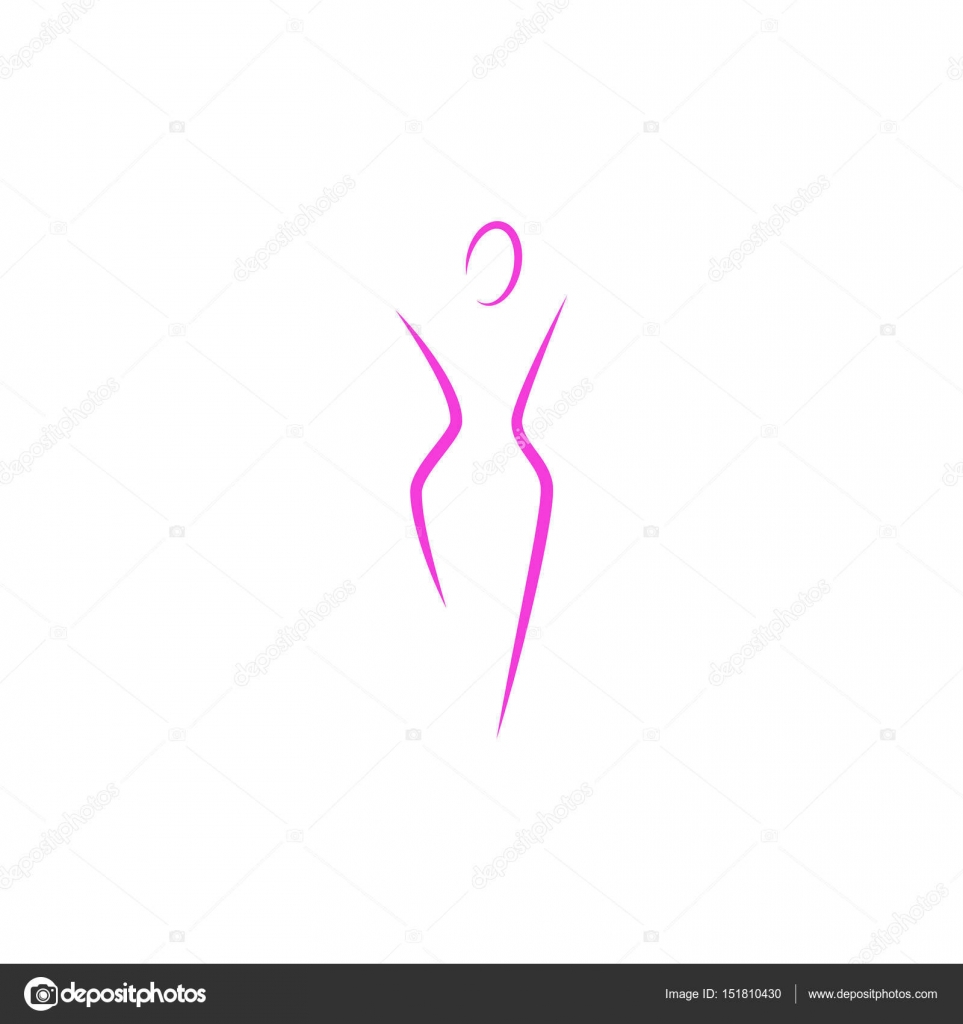 Download Silhouette of a slender woman body logo, abstract health feminine slim figure of a young girl ...
