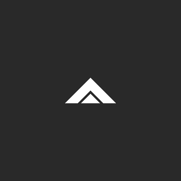 A ロゴ モックアップ、黒と白 2 つ三角形の幾何学図形デザイン要素のビジネス カードのエンブレム アイデンティティ、デルタ アイコン — ストックベクタ