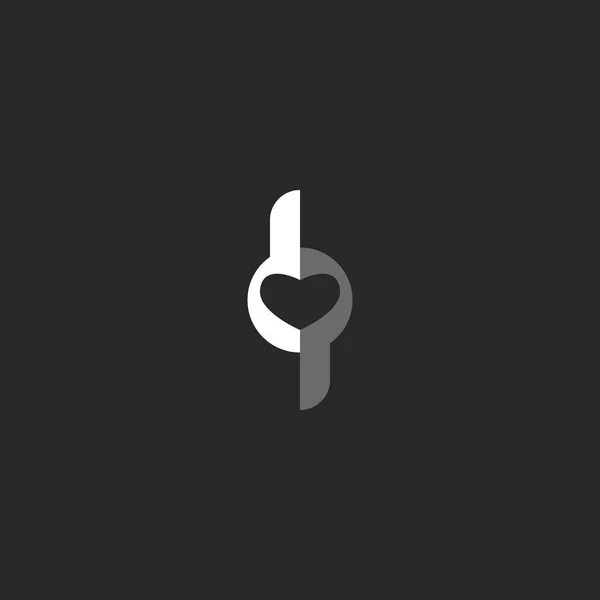 Logo dp letter mockup, combination two letters d and p design element template, idea isometric shape heart emblem — Stock Vector