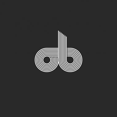 Kombinasyon harfler ob logo monogram kartvizit amblemi şablon ince çizgileri stili için bağlantılı iki harf o ve b tipografi tasarım öğesi mockup