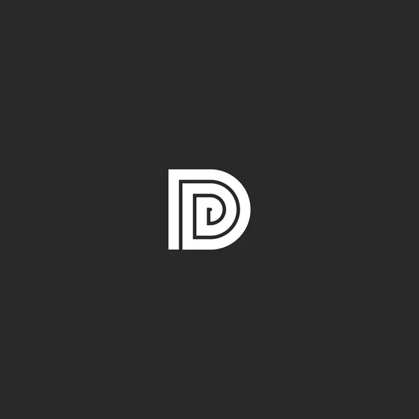 D Logo Großbuchstaben-Design-Element-Vorlage. Linien-Schlangenmonogramm-Symbol. Labyrinth lineare Kunst Visitenkarte Emblem Attrappe. — Stockvektor