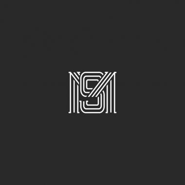 Monogram Ms örtüşen çizgiler basit hipster tipografi tasarım öğesi, birlikte M ve S baş harfleri düğün davetiyesi amblemi logosu mektuplar