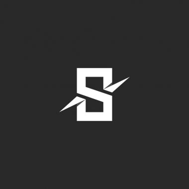 S harfi logo kağıt malzeme tasarım stili, yaratıcı beyaz origami tipografi öğe şablonu, soyut teknoloji amblemi mockup