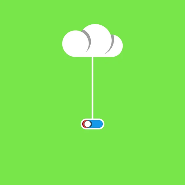 Плакат концепції хмарного сервісу, дріт з перемикачем підключення до хмарного сховища файлів, банер технології проектування плоского стилю сучасних хмарних обчислень . — стоковий вектор