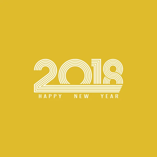 Баннер 2018 Happy New Year типографский элемент с текстом монограммы на желтом фоне. Макет зимнего плаката . — стоковый вектор