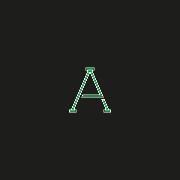 Capital A logo letter, thin line modern hipster symbol monogram. Flat linear simple initial letter emblem on black background. — Stock Vector