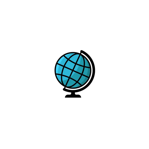 Globo logotipo ilustración estilo, aislado planeta planeta icono de la Tierra azul en una plantilla de elemento de diseño de stand — Vector de stock