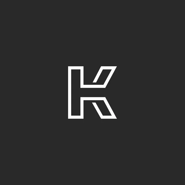 Bokstaven K logotyp monogram, tunn enda typ stil minimal mark, linjär typografi design element emblem mockup — Stock vektor
