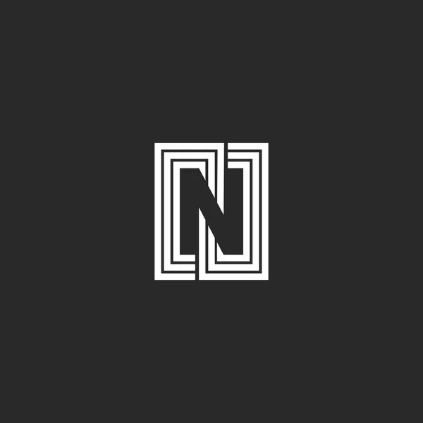 Letter N logo negative space monogram style. Graphic creative design element lines capital alphabet symbol. — Stock Vector