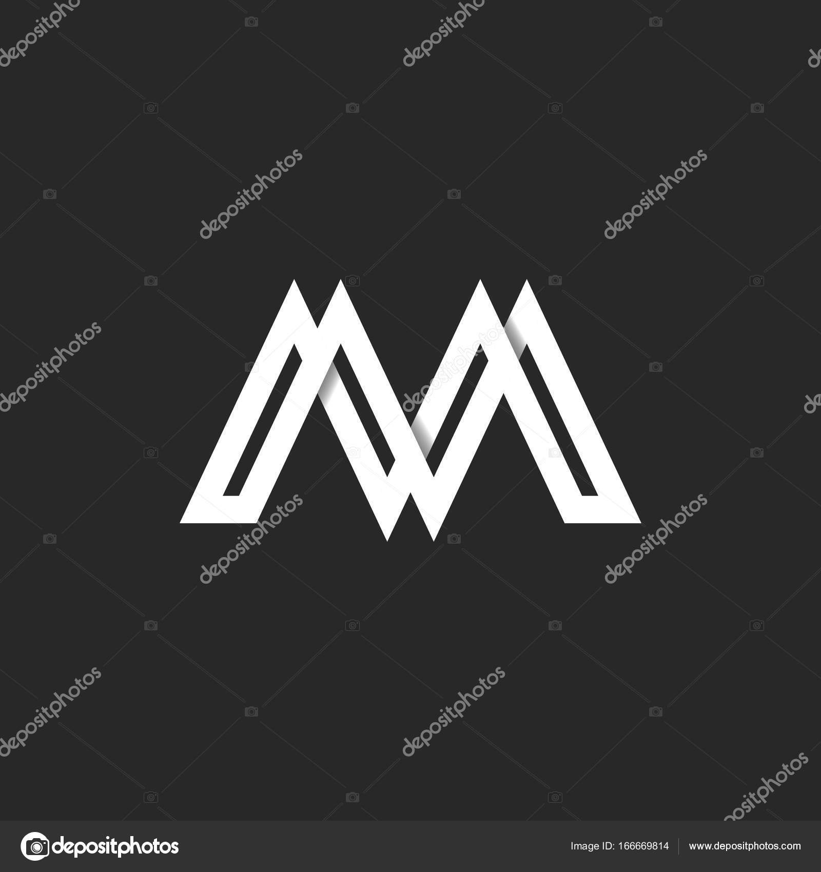 Monogram Letter M Capital Logo, Overlapping Thin Line Initials MM