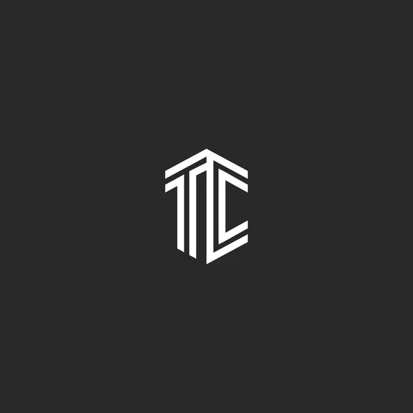 Dopis Tc logo monogram izometrické elegantní minimální lineární stylový designový prvek, dvě iniciály písmena T a S emblémem — Stockový vektor