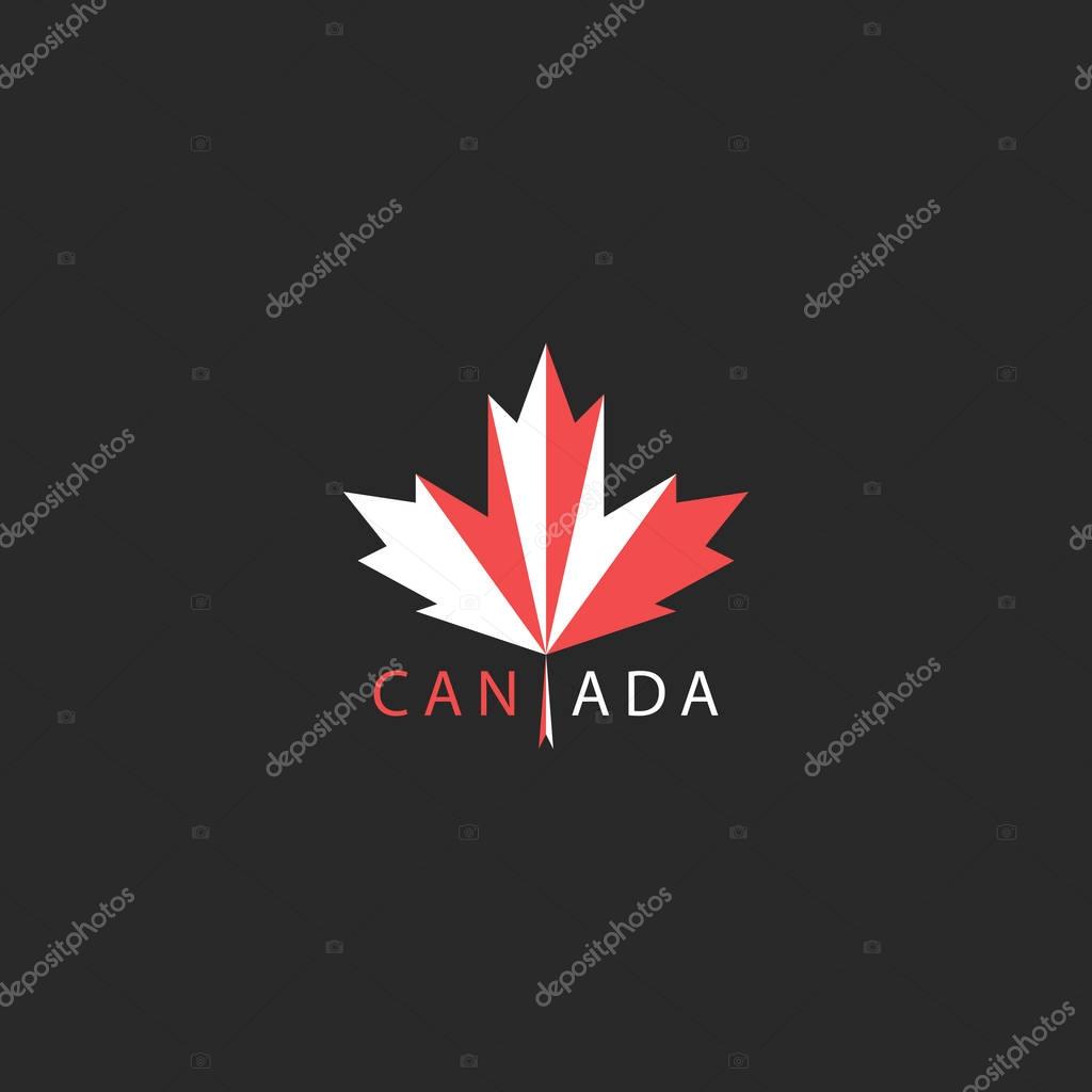 Maple leaf logo Canada traditional red and white flag colors Canadian national symbol.