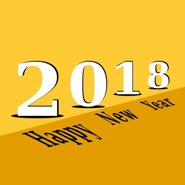 새 해 복 많이 받으세요 2018 번호 팝 아트 스타일 엽서. 노란색 바탕에 복고풍 디자인 유형 글꼴에서 그림자 관점 라인 텍스트. 겨울 휴일 인사말 포스터 이랑. — 스톡 벡터
