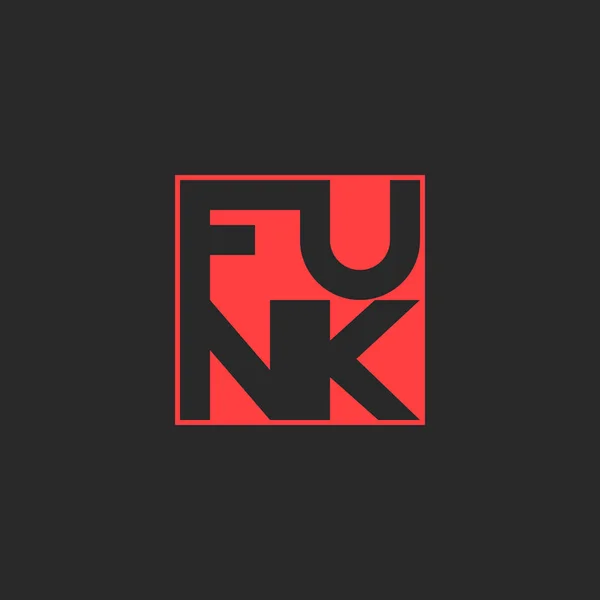 Λογότυπο funk μουσική. Μουσικό t-shirt Εκτύπωση γραμμάτων τυπογραφία κόκκινο γραφιστική στοιχείο για κόμμα αφίσας, πανό, φέιγ βολάν, αυτοκόλλητο hipster έμβλημα. — Διανυσματικό Αρχείο