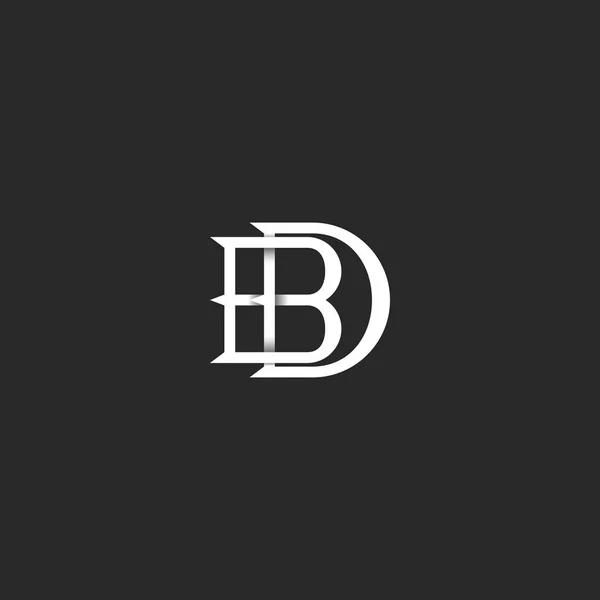 Harfler Bd logo monogram, hipster mark bağlantılı harfleri B ve D, Db baş harfleri kartvizit için çakışan düğün davetiyesi için — Stok Vektör