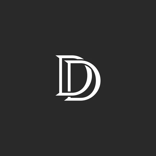 Brieven initialen Dd logo monogram weven lijnen zwart-wit stijl, combinatie twee letters D mark bruiloft uitnodiging logo typografie ontwerpelement. — Stockvector