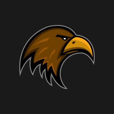 Maskot kartal logo spor kulübü. Şahin baş amblemi. Agresif avcı yüz Şahin kuş sticker.