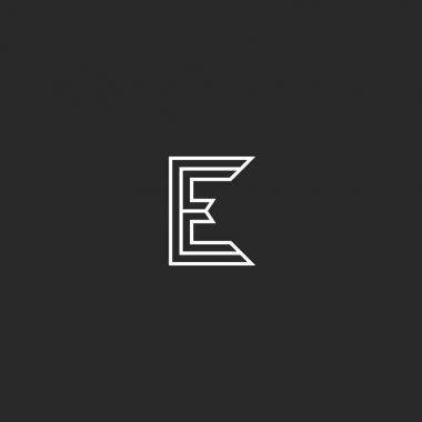 E harfinin logo zarif monogram ince çizgiler Ortaçağ en az stili, düğün veya kartvizit sermaye ilk amblemi