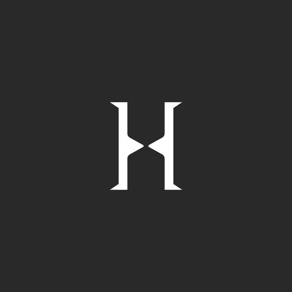 Logo monogram huruf H, identitas awal simbol sederhana minimal, ikon bentuk jam pasir kreatif - Stok Vektor