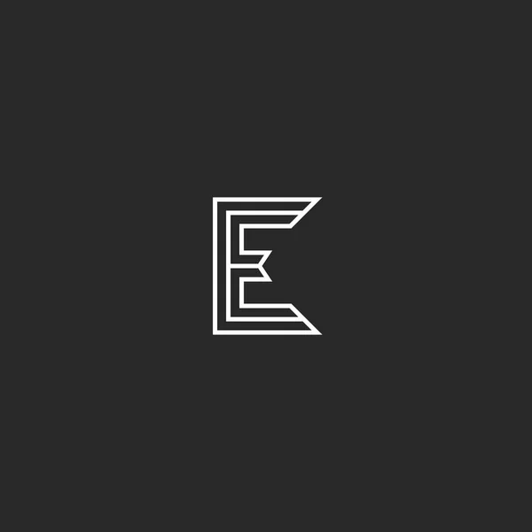 Letter E logo elegante monogram dunne lijnen middeleeuwse minimale stijl, bruiloft of visitekaartje kapitaal eerste embleem — Stockvector