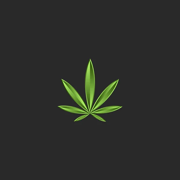 Logotipo da folha de maconha, emblema gradiente verde cannabis medicinal, ícone de cânhamo — Vetor de Stock