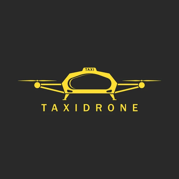 Taxi done logo mockup, innovation air city transport technology concept taxidrone service yellow emblem — Stock Vector