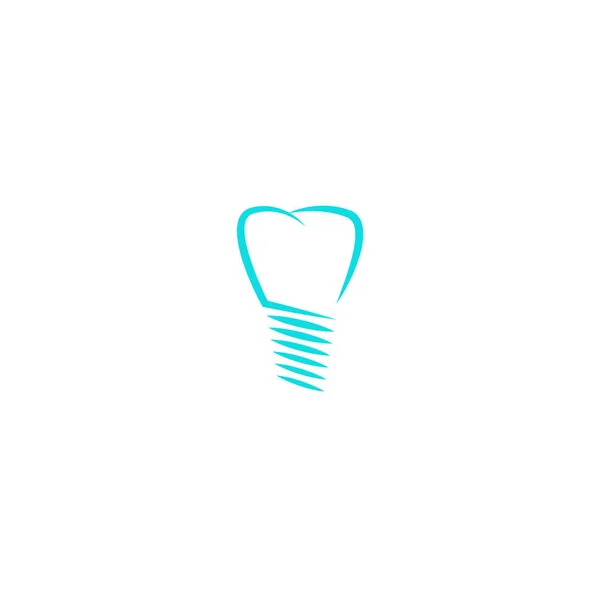 Dental implant logo, tand silhouet lineaire ontwerp tandarts logo, medische pictogram — Stockvector