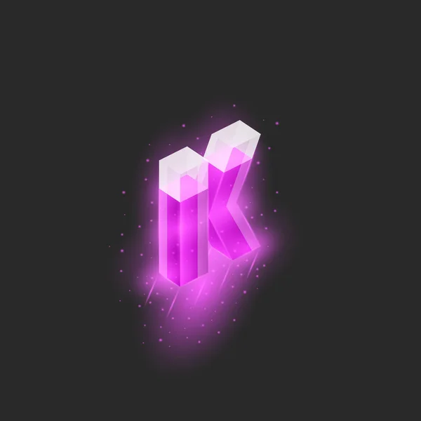 Mockup logo K letter isometric shape glossy pink fuel flying substance, concept element typography design — Stock Vector