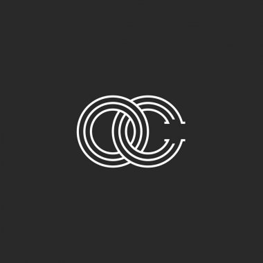 İki kavşak Oc logo monogram, Co amblemi sonsuzluk simgesi, O mektupları ve C harfleri şekil döngü