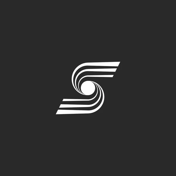 Letter S logo, modern monogram, converging lines in the form of a funnel — Stock Vector