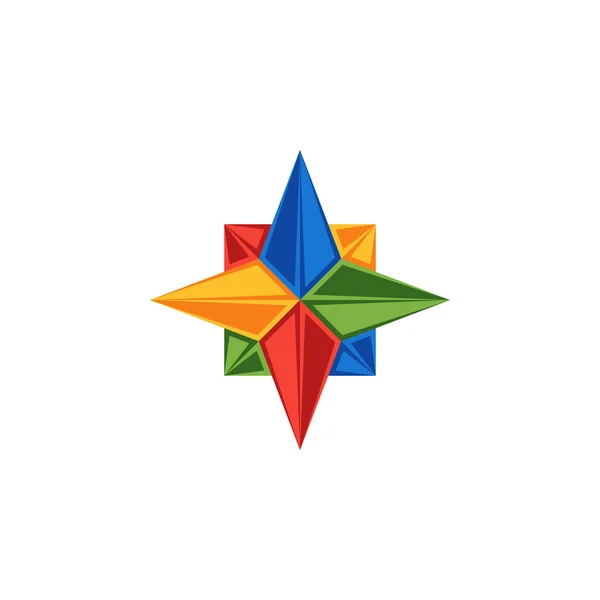 Logotipo de Compass Rose del emblema del viento, direcciones de las partes del mundo turismo emblema o logotipo para el sistema de navegación — Vector de stock