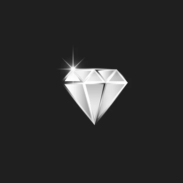 Logo de diamante, diamante de corte realista con chispa como piedra preciosa para el emblema del taller de joyería — Vector de stock