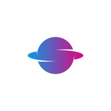 Mektup S logosu trendy gradyan rengi, gezegenin yörünge şekille süper teknoloji simgesi, modern bilimin logo tasarım şablonu