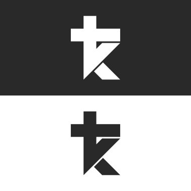 Baş harfleri Tk Logo, basit işaretler Kt monogram amblemi, birlikte iki mektup T ve K en az stili