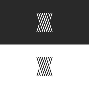 Logo Va harfler monogram, örtüşen paralel ince çizgiler yaratıcı kimlik Av amblemi, birlikte iki harf A V, yön okları simge adının baş harfleri