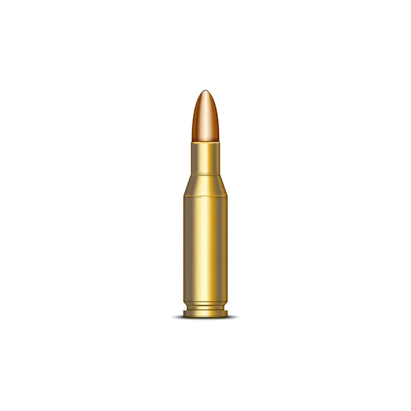 Ρεαλιστικό φυσίγγιο τουφέκι 7.62 mm 3d διάνυσμα στρατιωτικό απομονωμένο αντικείμενο στο λευκό φόντο, πυρομαχικά — Διανυσματικό Αρχείο