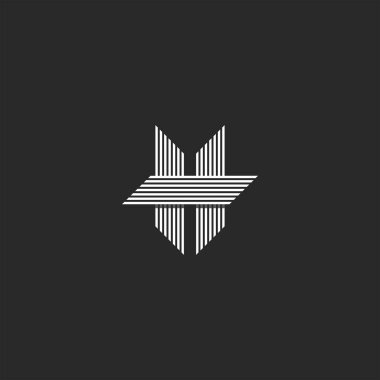 Modern şekil H harfi logo monogramı, paralel çakışan çizgiler kart amblemi, tipografi siyah ve beyaz tasarım ögesi