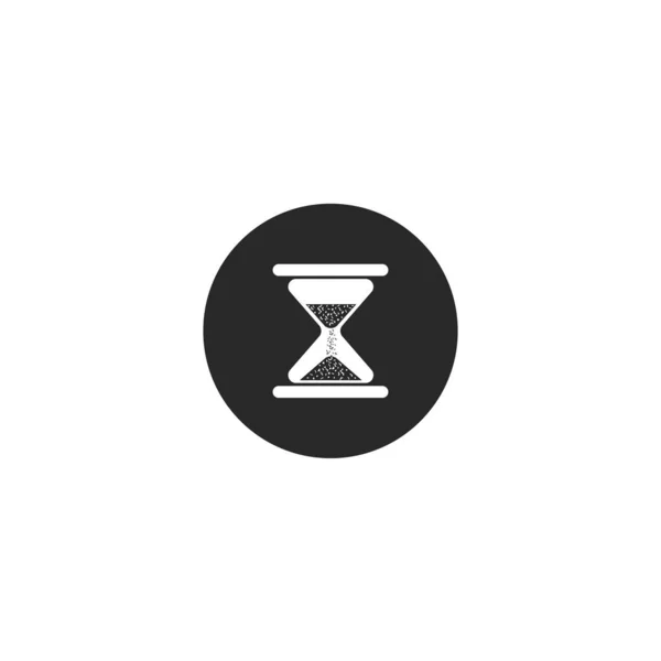 Icono redondo reloj de arena para el tema culinario cuenta atrás tiempo de cocción. Logo de cristal de arena blanco y negro en un estilo minimalista . — Vector de stock