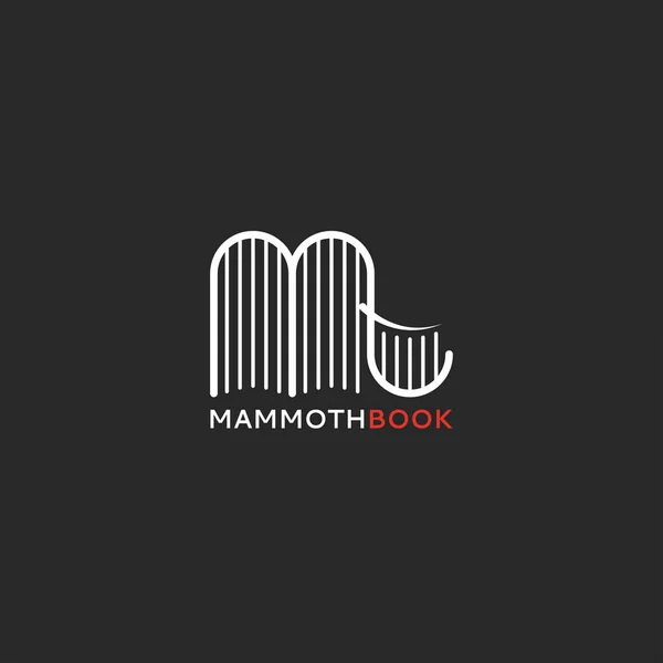 Logoboeken in de vorm van een mammoet of olifant, een embleem voor een bibliotheek, encyclopedie of boekhandel creatief ontwerp van dunne lijntjes. — Stockvector