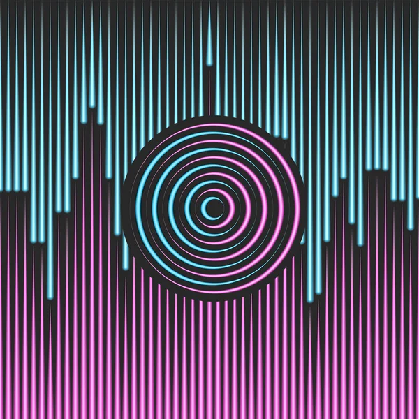 Neón ciudad abstracta en el estilo de cyberpunk hecho de brillantes rayos azules y rosados . — Archivo Imágenes Vectoriales