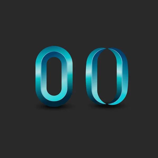Літера O логотип монограма або нуль 3d символ аквамарин латинський каліграфічний елемент дизайн, дизайн пластикового матеріалу — стоковий вектор
