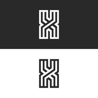 Monogram logo harfi X ilk kimlik, kartvizit için eski işaret amblemini ayarla