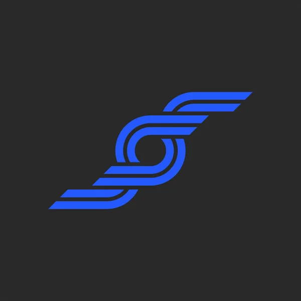 Dos letras aladas S con logo monograma creativo, iniciales SS para emblema de tarjeta de visita, símbolo con alas de líneas azules paralelas . — Archivo Imágenes Vectoriales