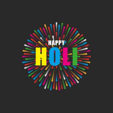 Renklerle dolu mutlu Holi metin festivali. Parlak renkli parlak renkler. Hint bahar festivali posteri.