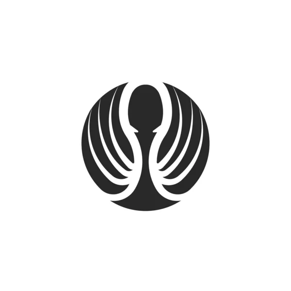 Ahtapot Logosu Yuvarlak Şekilli Deniz Canavarı Baskısı Yaratıcı Amblem Dokunaçlı — Stok Vektör