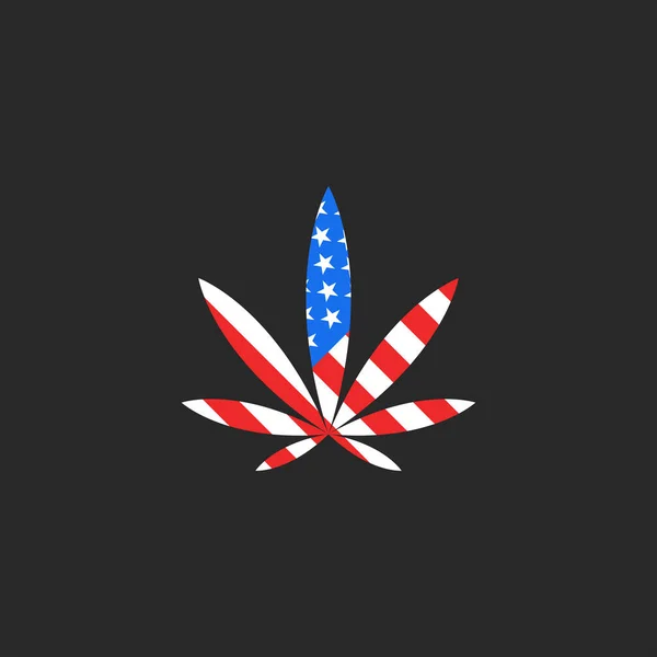Hemp Leaf Usa Flag Logo Mockup Creative Cannabis Emblem Shirt — Stock Vector