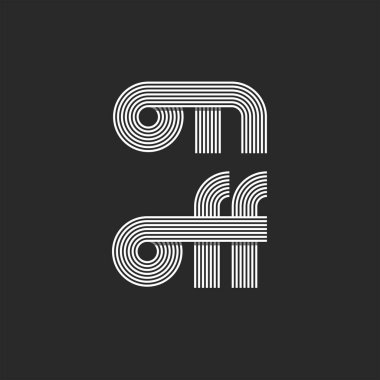 Metin monogramının açılıp kapanışı, paralel dokuma ince çizgiler moda baskılar