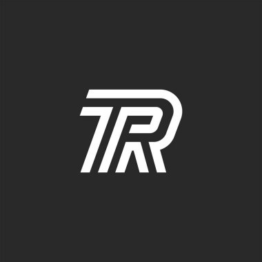 Çift harfli TR logosu, yaratıcı doğrusal sanat kombinasyonu iki harf T ve R, düğün veya kartvizit minimal stil amblemi